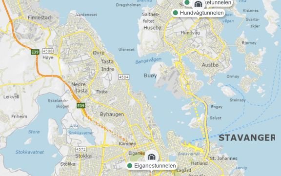 Stenging av Hundvågtunellen og Eiganestunnelen